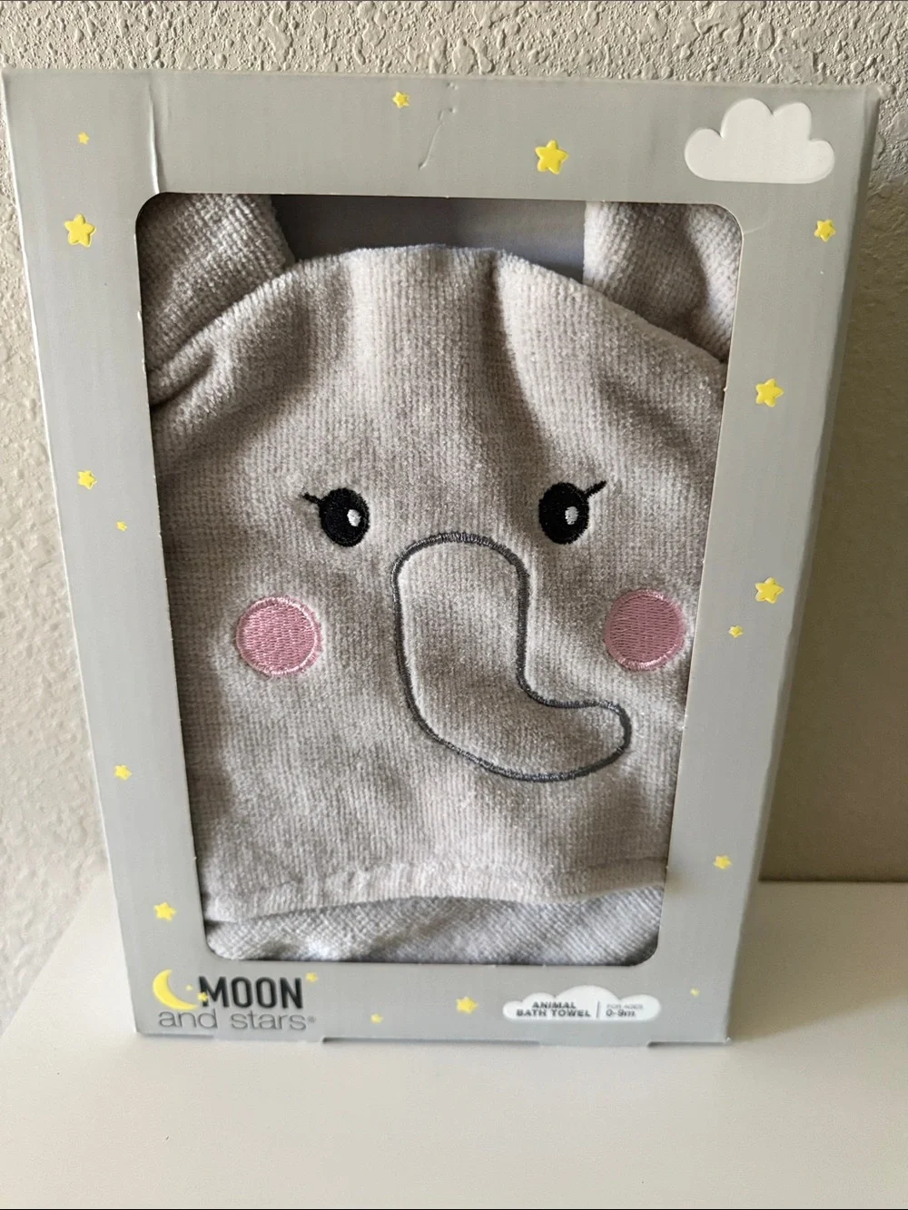 Cream Elephant Hooded Baby Towel with Pink Cheeks